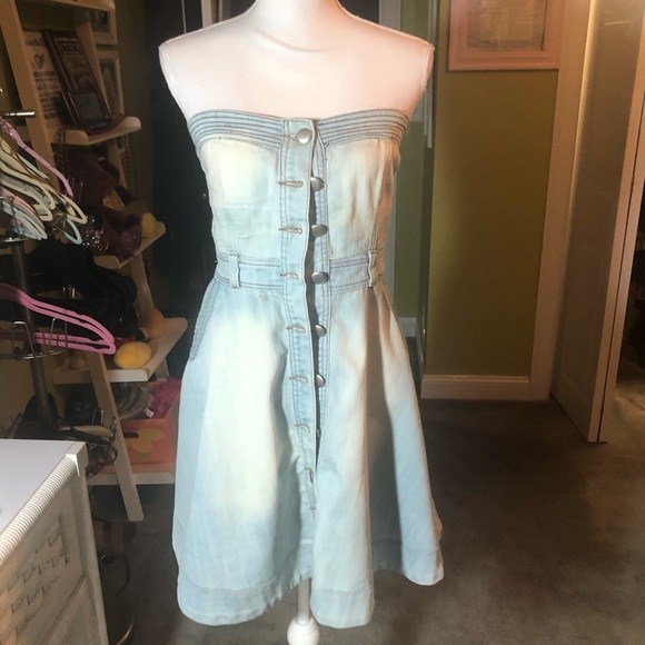 Strapless Denim Dress - Picture 1 of 5